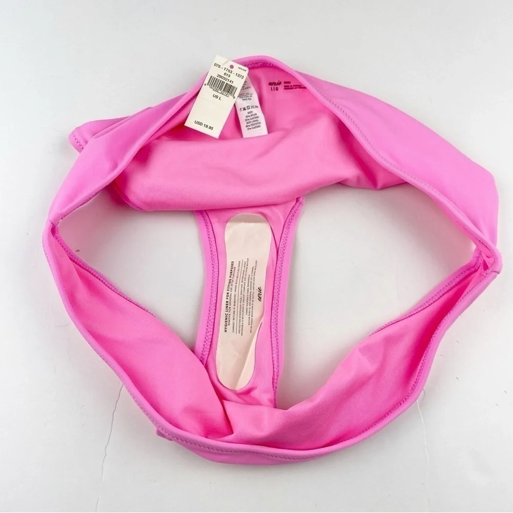 Aerie Full Coverage Classic Bikini Bottom Pink Size L NWT